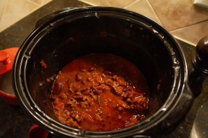 Chili, after cooking 8 hours (and Chris getting home first)