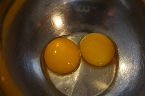 Look at these duck yolks, THEY'RE HUGE