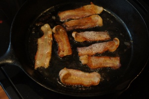 Frying bacon, one of the prettier sights in our home