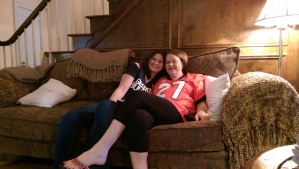 My mom and I at my godmother's home in Georgia before a UGA game